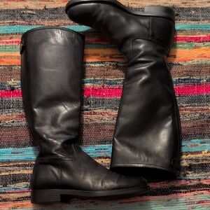 Studio Pollini Black Leather Knee-high Boots